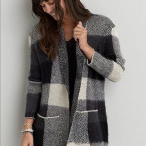 Oversized black and white Buffalo Plaid blazer